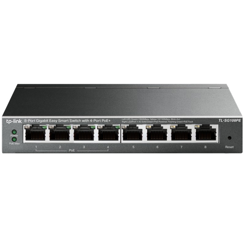 TP-Link TL-SG108PE switch di rete Gestito L2 Gigabit Ethernet (10/100/1000) Supporto Power over (PoE) Nero