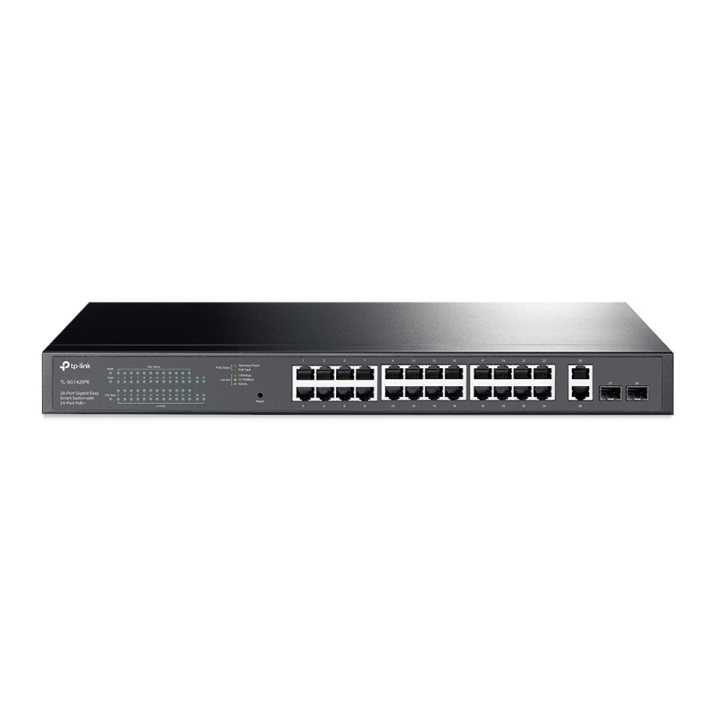 TP-Link TL-SG1428PE switch di rete Gestito L2 Gigabit Ethernet (10/100/1000) Supporto Power over (PoE) 1U Nero