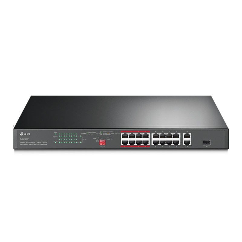 TP-Link TL-SL1218P switch di rete Non gestito Gigabit Ethernet (10/100/1000) Supporto Power over (PoE) 1U Nero