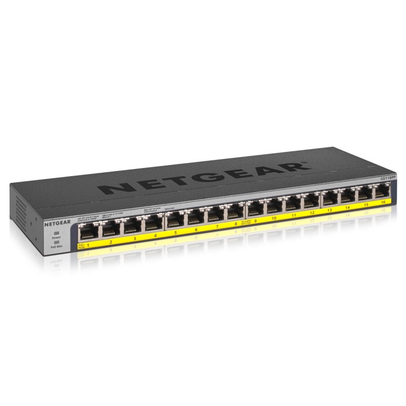 Image of NETGEAR GS116PP Non gestito Gigabit Ethernet (10/100/1000) Supporto Power over (PoE) Nero