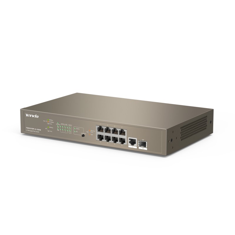Image of Tenda TEG5310P-8-150W switch di rete Gestito L3 Gigabit Ethernet (10/100/1000) Supporto Power over (PoE) 1U Grigio
