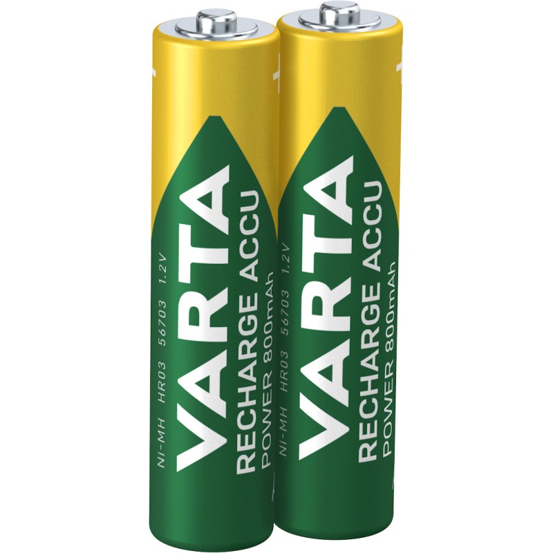Image of Varta Recharge Accu Power AAA 800 mAh Blister da 2 (Batteria NiMH Precaricata, Micro, ricaricabile, pronta all'uso)
