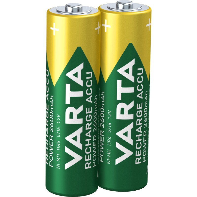 Image of Varta Recharge Accu Power AA 2600 mAh Blister da 2 (Batteria NiMH Precaricata, Mignon, batteria ricaricabile, pronta all'uso)