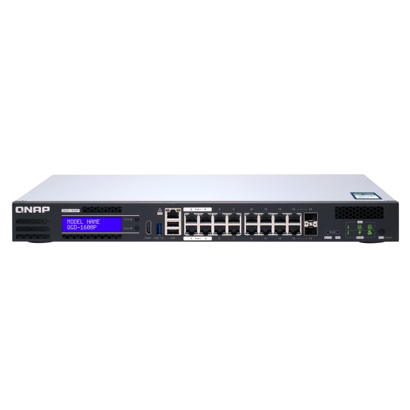 QNAP QGD-1600P Gestito Gigabit Ethernet (10/100/1000) Supporto Power over (PoE) 1U Nero, Grigio