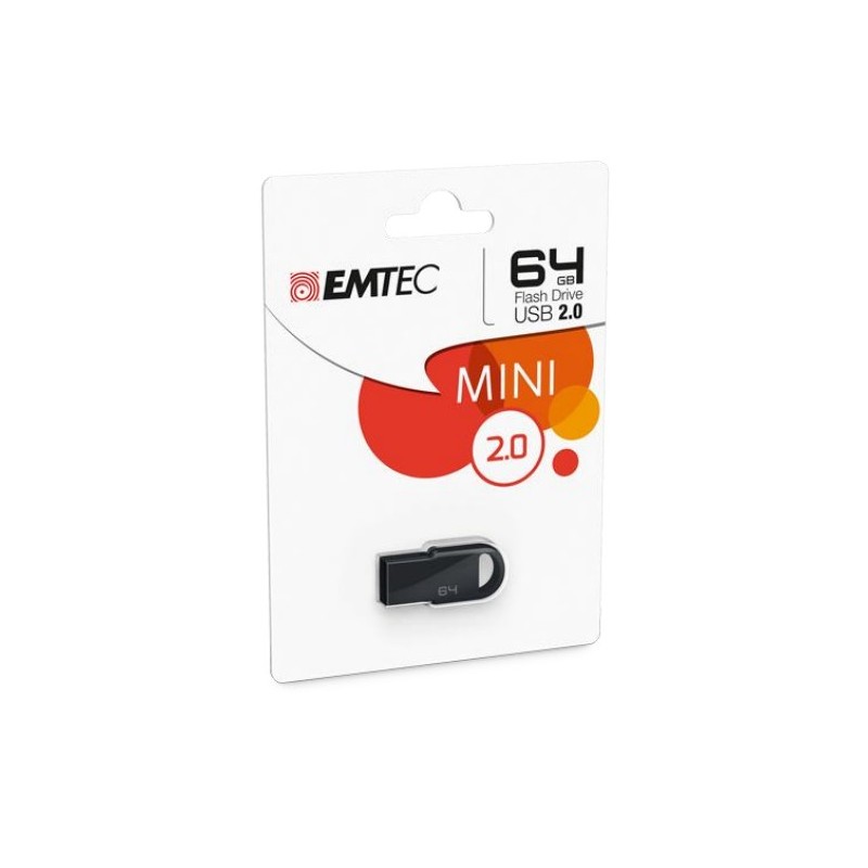 Emtec D250 Mini unità flash USB 64 GB tipo A 2.0 Nero