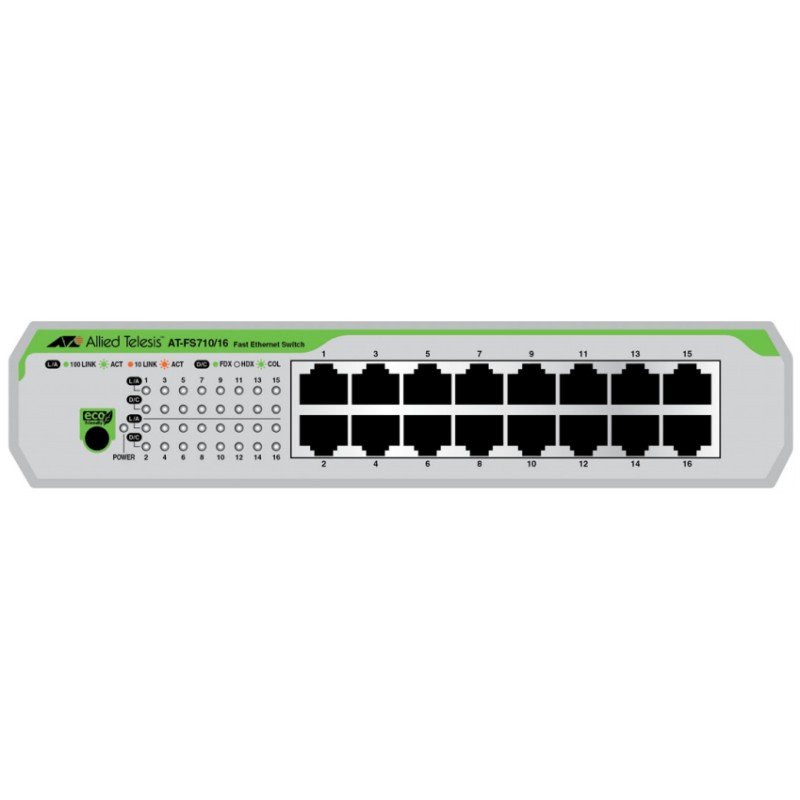 Image of Allied Telesis AT-FS710/16-50 Non gestito Fast Ethernet (10/100) 1U Verde, Grigio