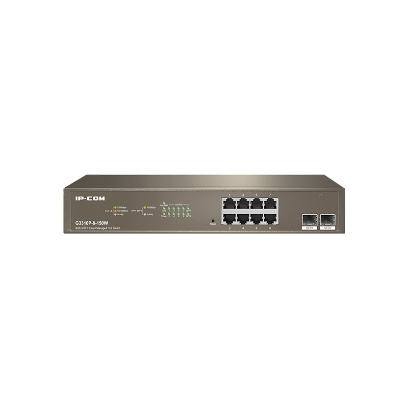 IP-COM Networks G3310P-8-150W switch di rete Gestito L2 Gigabit Ethernet (10/100/1000) Supporto Power over (PoE) Grigio