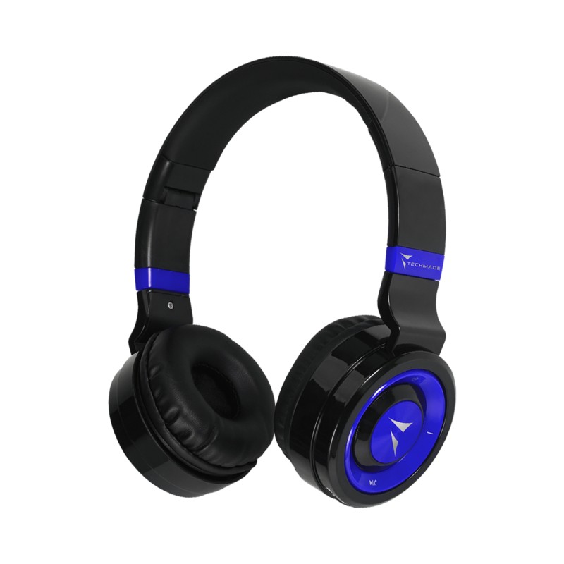 Image of Techmade TM-046-BL cuffia e auricolare Con cavo senza A Padiglione MUSICA Micro-USB Bluetooth Nero, Blu