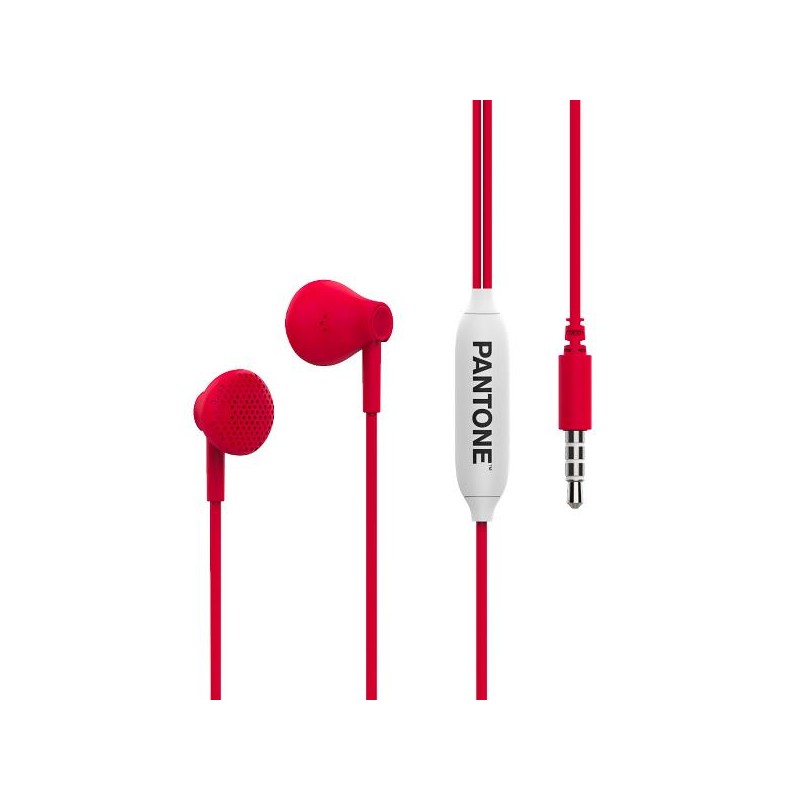 Pantone PT-WDE001R1 cuffia e auricolare Cuffie Cablato In-ear Musica Chiamate Rosso, Bianco