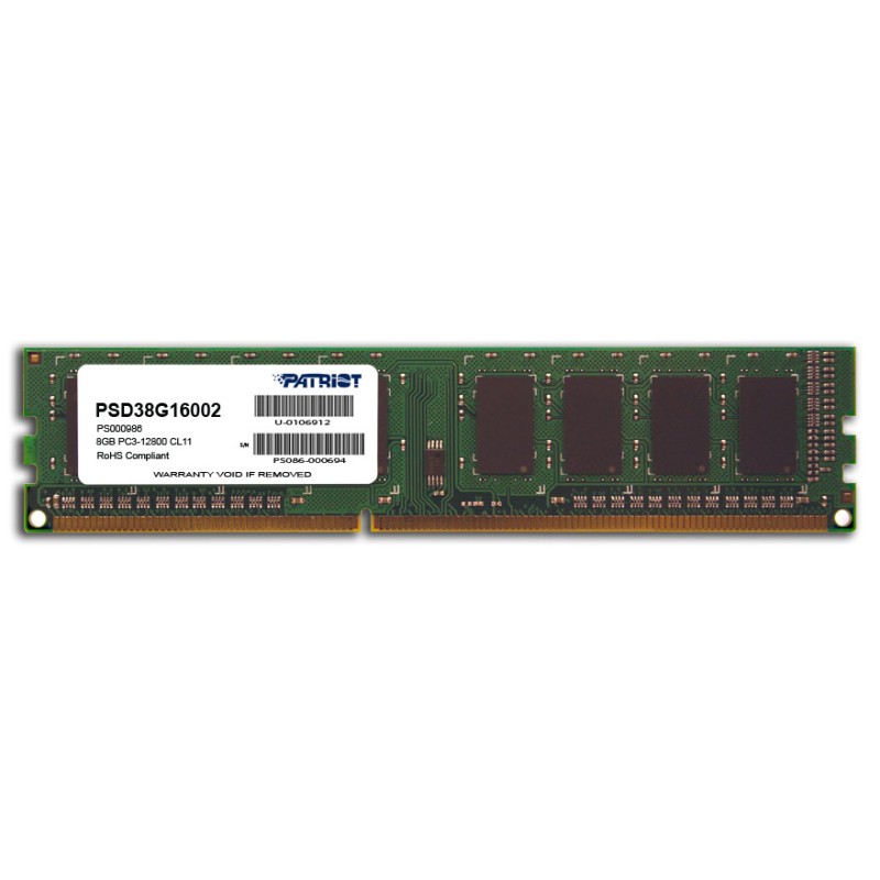 Image of Patriot Memory DDR3 8GB PC3-12800 (1600MHz) DIMM memoria 1 x 8 GB