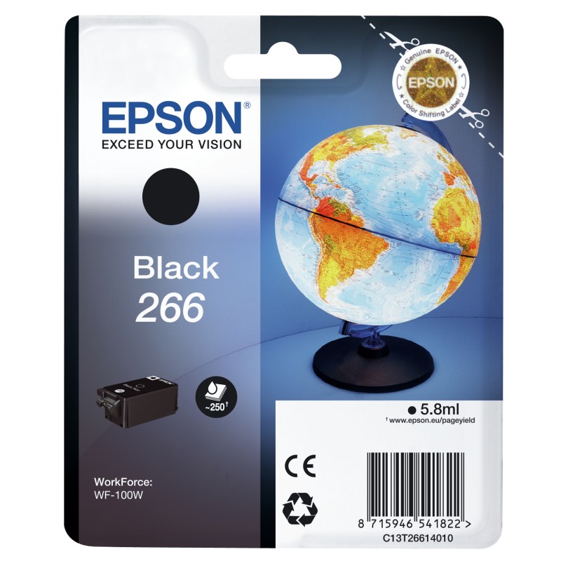 epson - consumer ink (s1) epson globe singlepack black 266 ink cartridge uomo