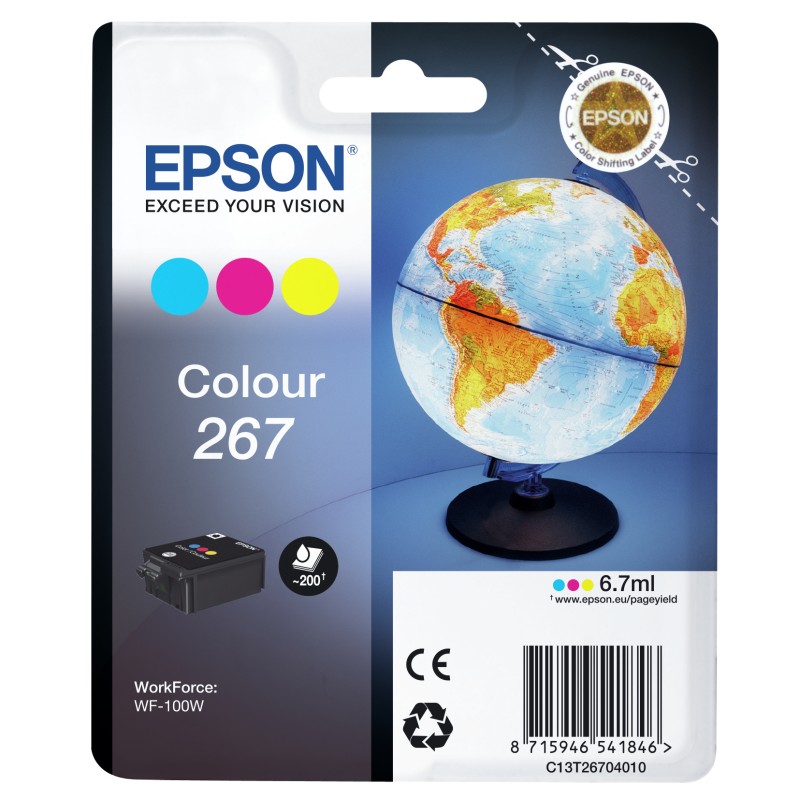 epson - consumer ink (s1) epson globe singlepack colour 267 ink cartridge uomo