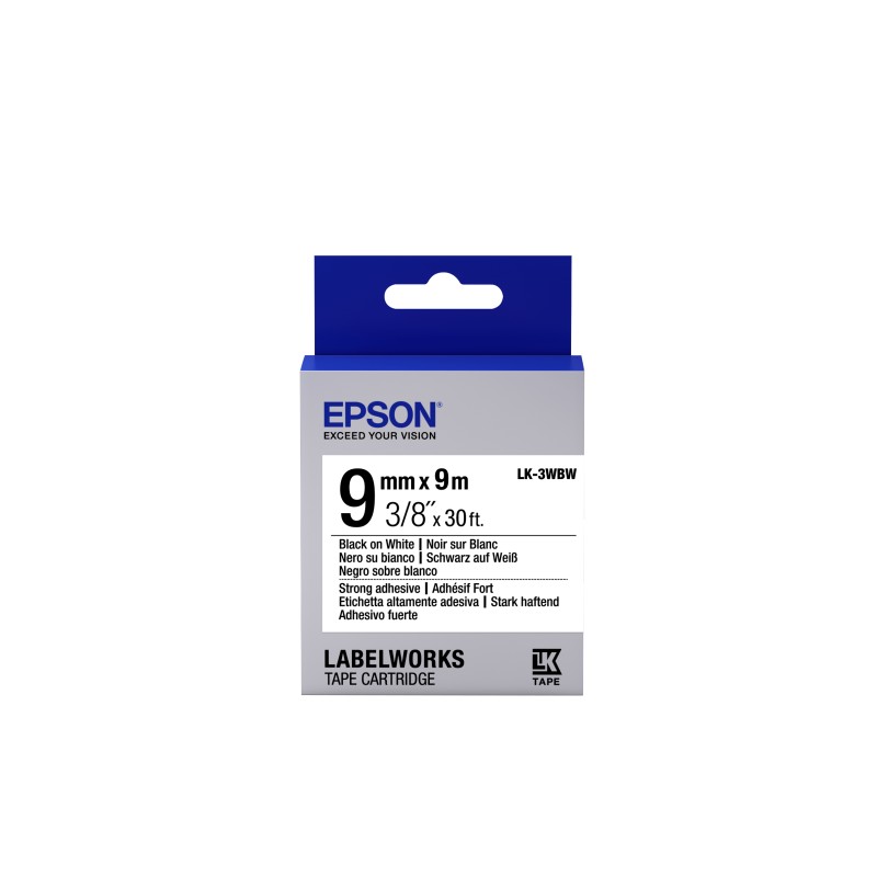 Image of Epson Nastro fondo Bianco per testo Nero, altamente adesivo 9/9 LK-3WBW