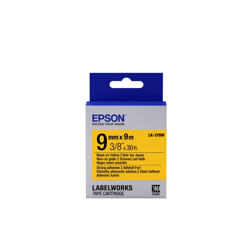 Epson Nastro fondo Pastello Giallo per testo Nero, altamente adesivo 9/9 LK-3YBW