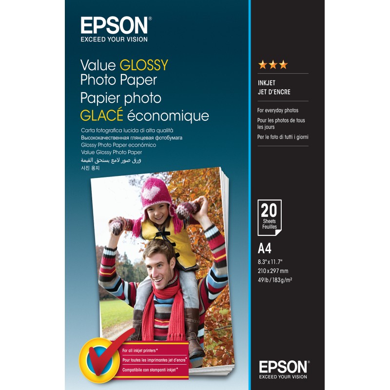 Epson Value Glossy Photo Paper - A4 20 Fogli