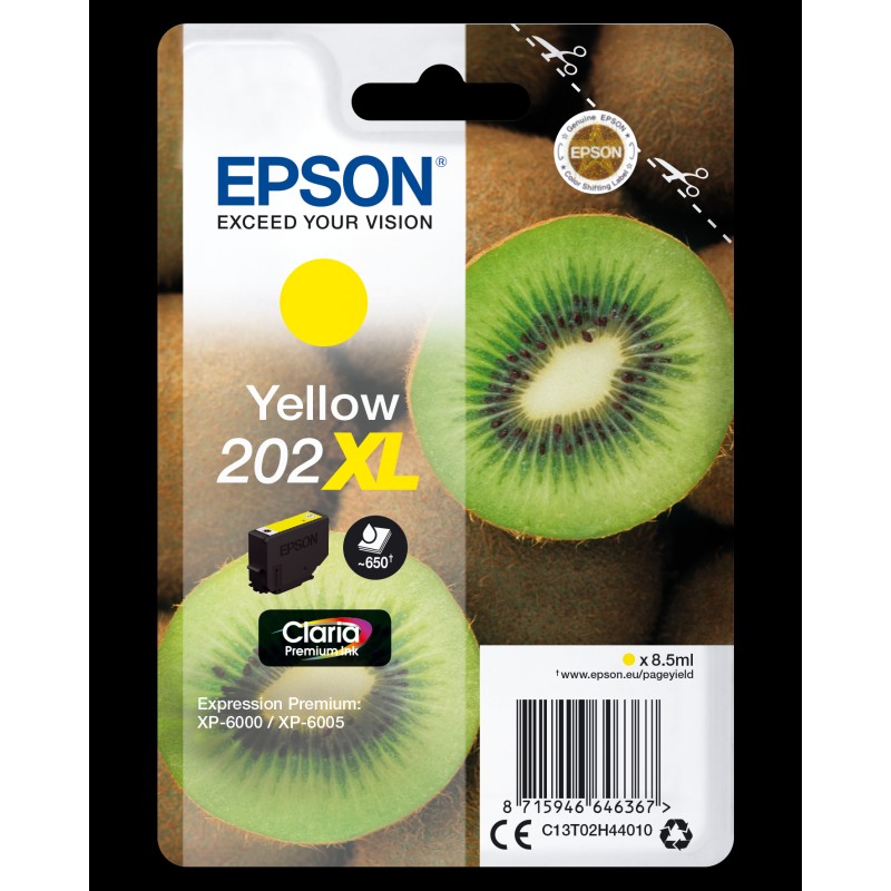 Image of Epson Kiwi Singlepack Yellow 202XL Claria Premium Ink