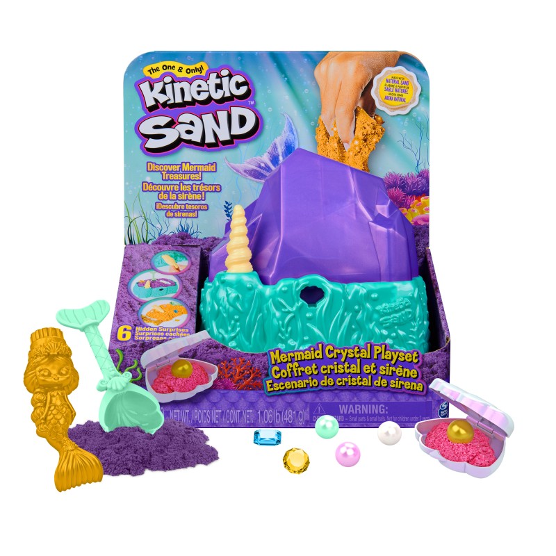 Image of Spin Master Kinetic Sand , Playset il Cristallo della Sirenetta, Sabbia Colorata, Cinetica 481 g