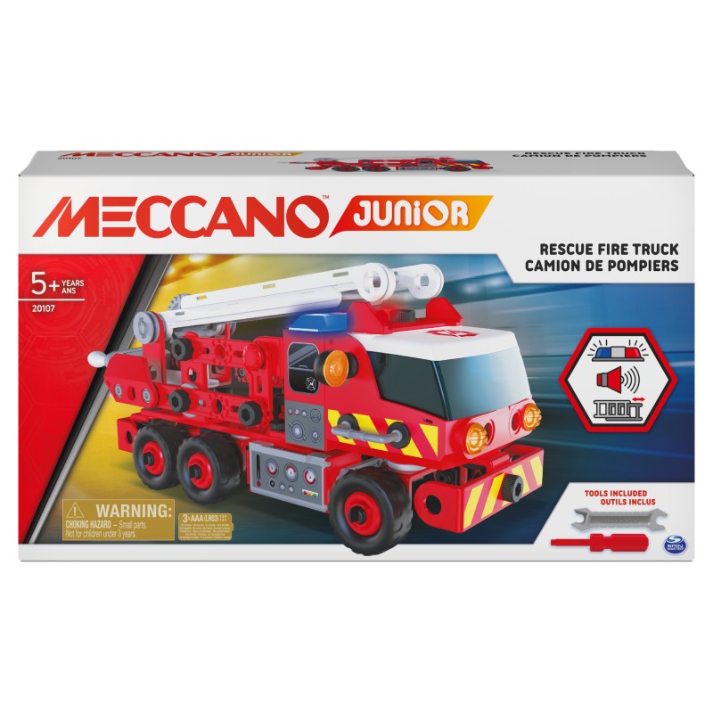 Image of Spin Master Meccano Junior, Kit di costruzioni Camion dei pompieri con luci e suoni, per bambini dai 5 anni in su