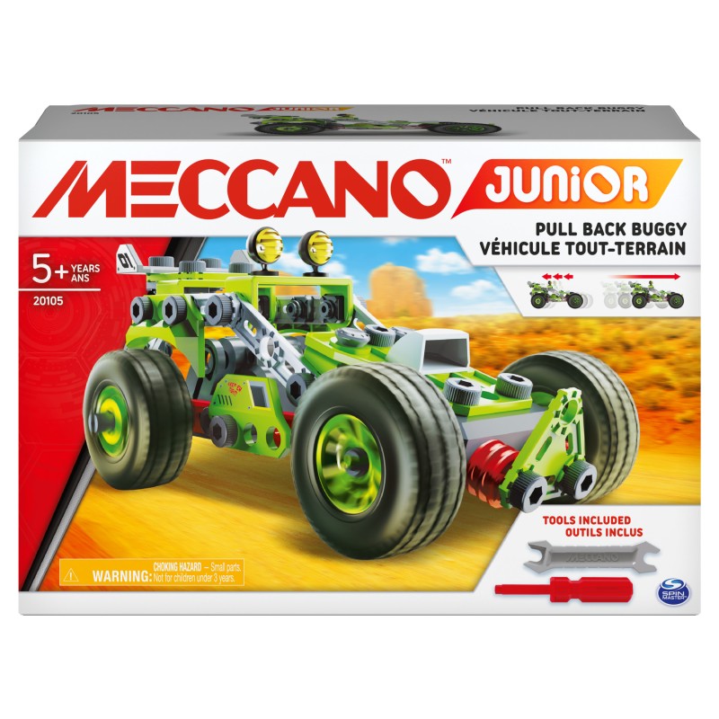 Image of Spin Master Meccano Junior - Veicolo Buggy A Retrocarica, Multimodello 2 In 1. kit di costruzioni per bambini da 8 anni