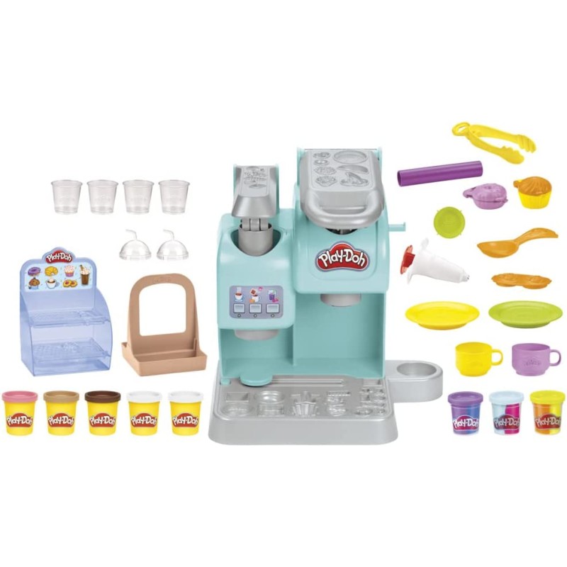Image of Play-Doh Kitchen Creations La Caffetteria Super Colorata di , playset con 20 accessori e 8 vasetti pasta modellabile atossica