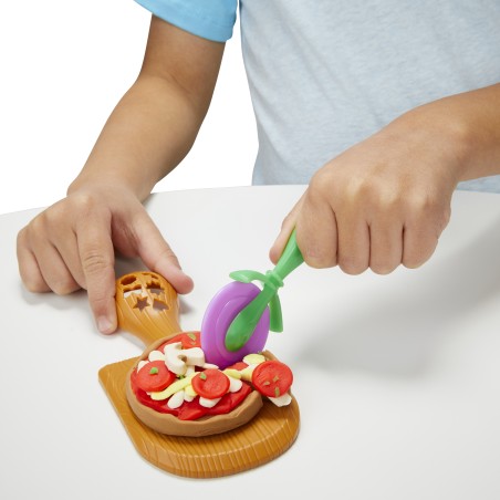 Play-doh kitchen creations, la pizzeria, playset con 6 vasetti di