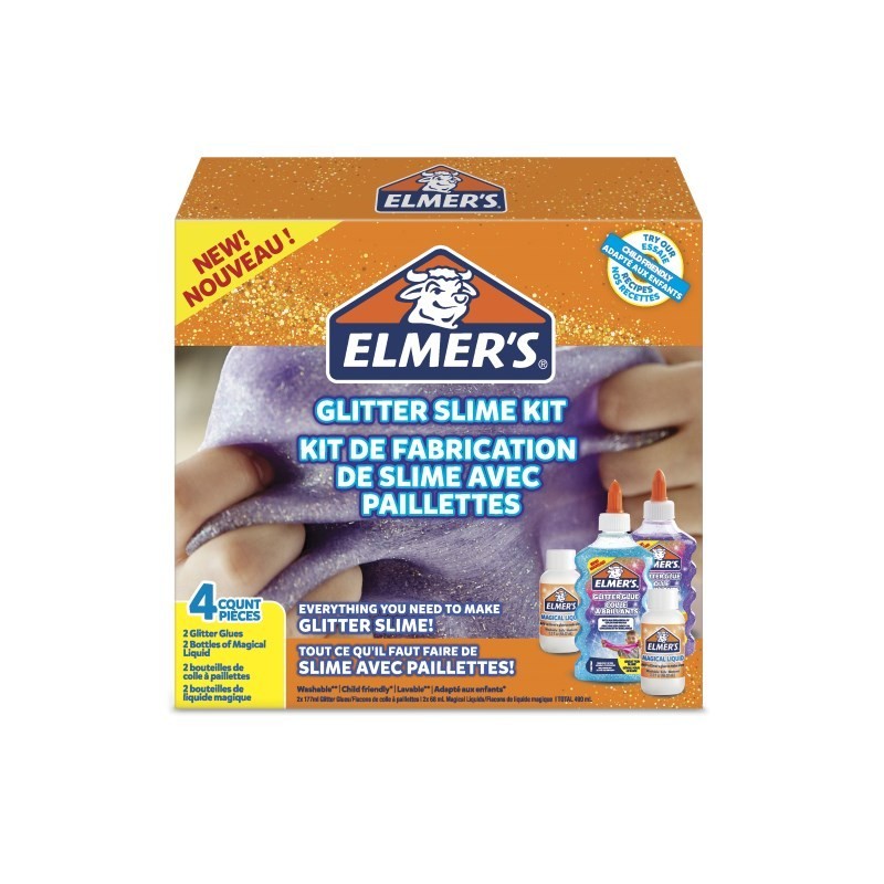 Kit Glitter Slime Elmer's 2 flaconi colla blu/viola 177 ml + 2 Magical  Liquid 68 ml - 2077256