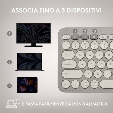 920-011159 Logitech K380 tastiera Bluetooth QWERTY Italiano Sabbia