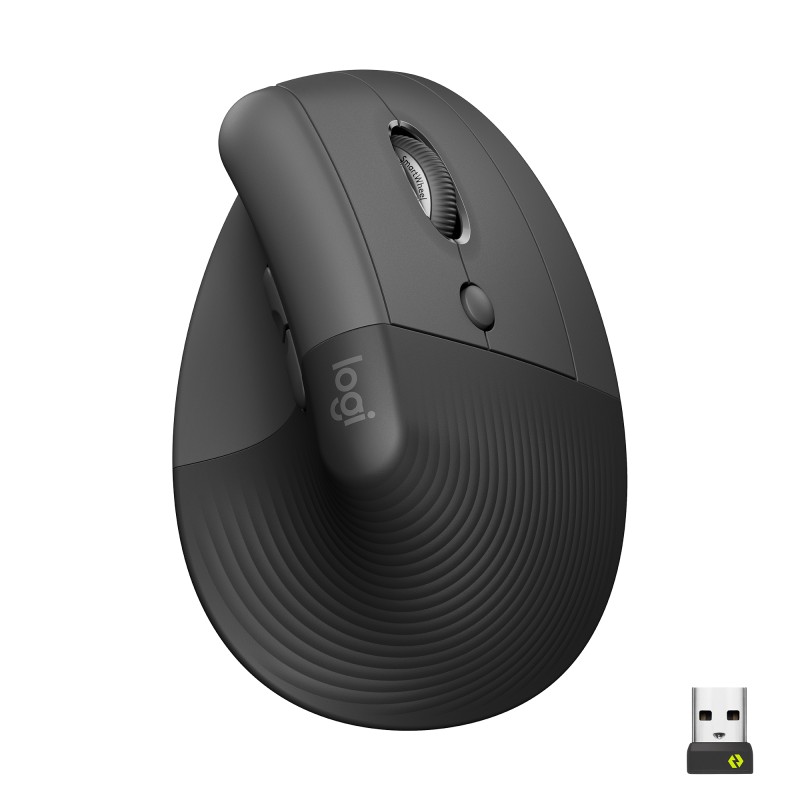 Image of Logitech Lift Mouse Ergonomico Verticale, Senza Fili, Ricevitore Bluetooth o Logi Bolt USB, Clic Silenziosi, 4 Tasti
