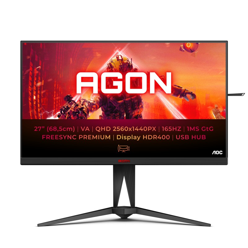 Image of AOC AGON AG275QXN/EU LED display 68.6 cm (27") 2560 x 1440 Pixel Quad HD Nero, Rosso