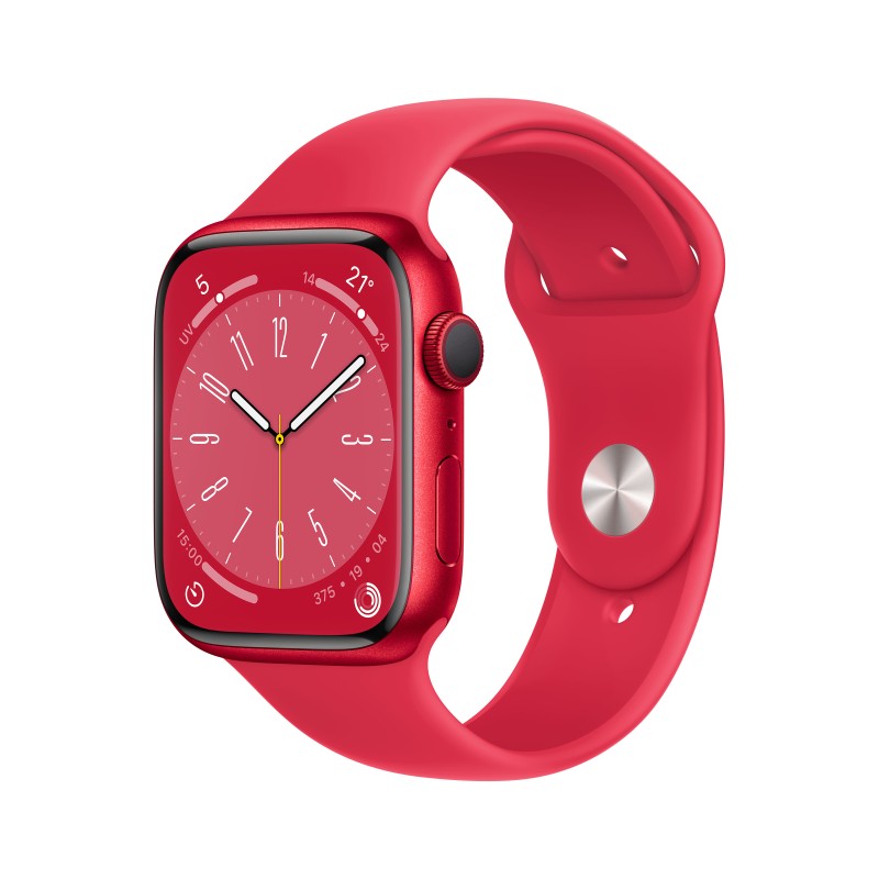 Image of Apple Watch Series 8 GPS 41mm Cassa in Alluminio color (PRODUCT)RED con Cinturino Sport Band - Regular