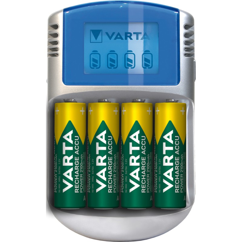 Image of Varta LCD charger AA & AAA (Batterie ricaricabili NiMH incl. 4x 2600 mAh accu AC adattatore 12 V cavo USB),Grigio