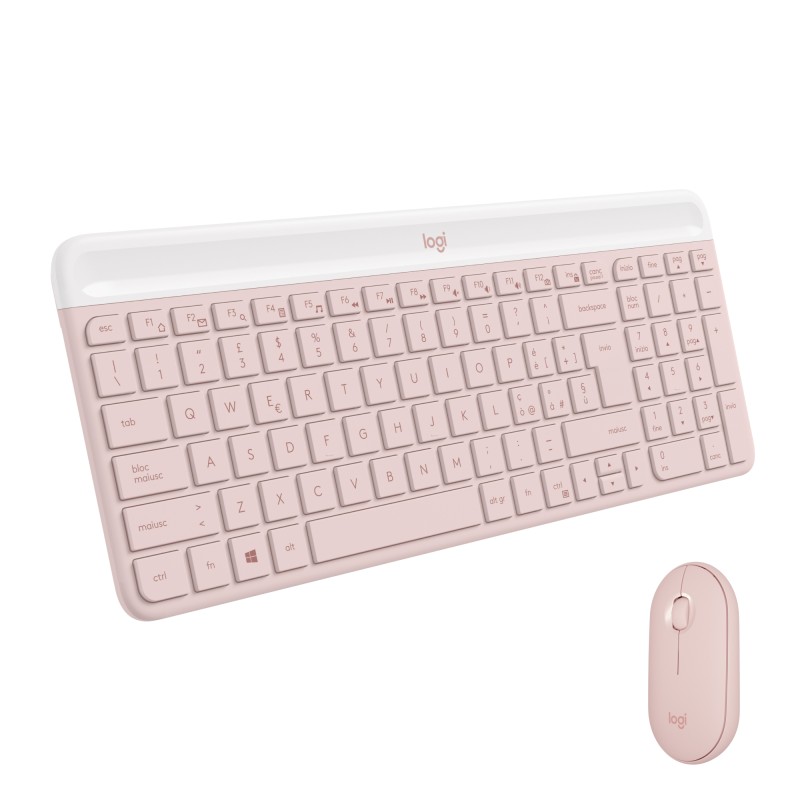 Image of Logitech MK470 Slim Combo tastiera Mouse incluso RF Wireless QWERTY Italiano Rosa