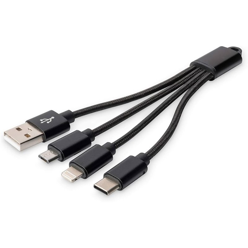 ADATTATORE DIGITUS CAVO DI RICARICA 3 IN 1, USB A, LIGHNING+MICRO USB+USB-C