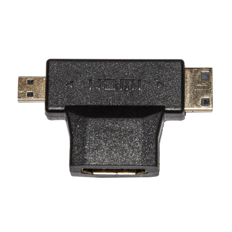 Image of ADATTATORE HDMI LINK FEMMINA A MINI HDMI MASCHIO + MICRO HDMI MASCHIO