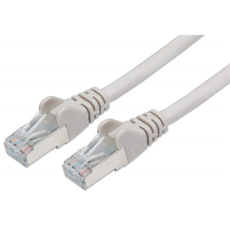 Image of Cat 6A 15m 27 AWG S/FTP Stranded 4 Pair RJ45 Blade Patch Cord Grey LS/OH IEC 332.1 Sheathed Cable with Grey Bo
