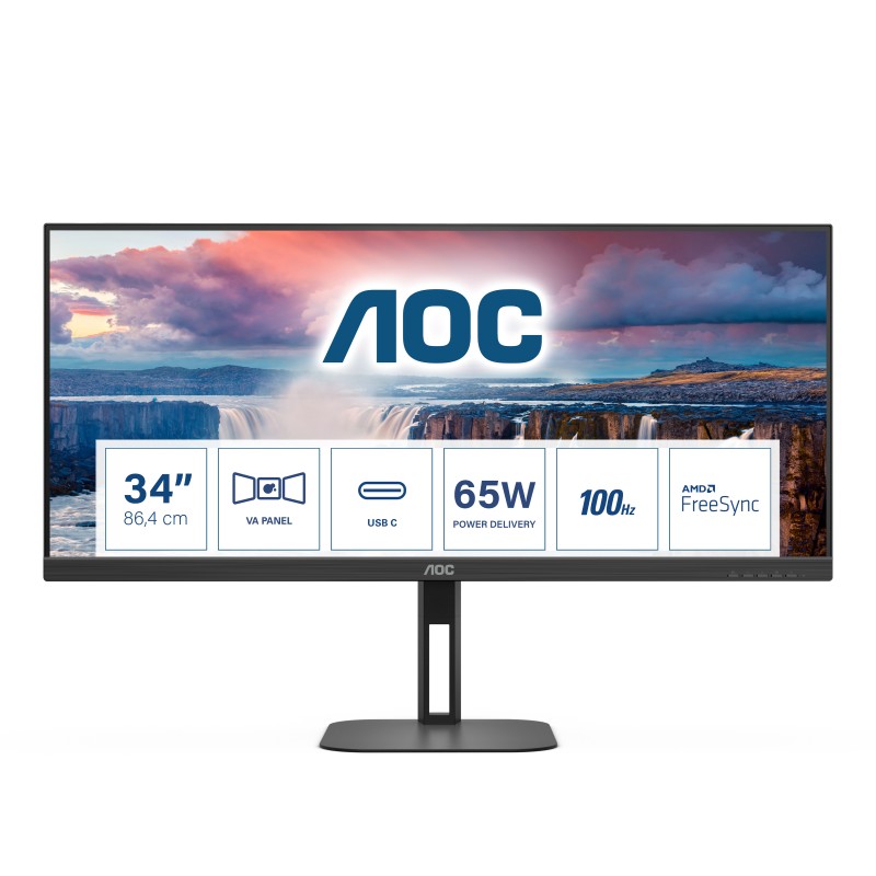 Image of AOC V5 U34V5C/BK Monitor PC 86.4 cm (34") 3440 x 1440 Pixel UltraWide Quad HD LCD Nero
