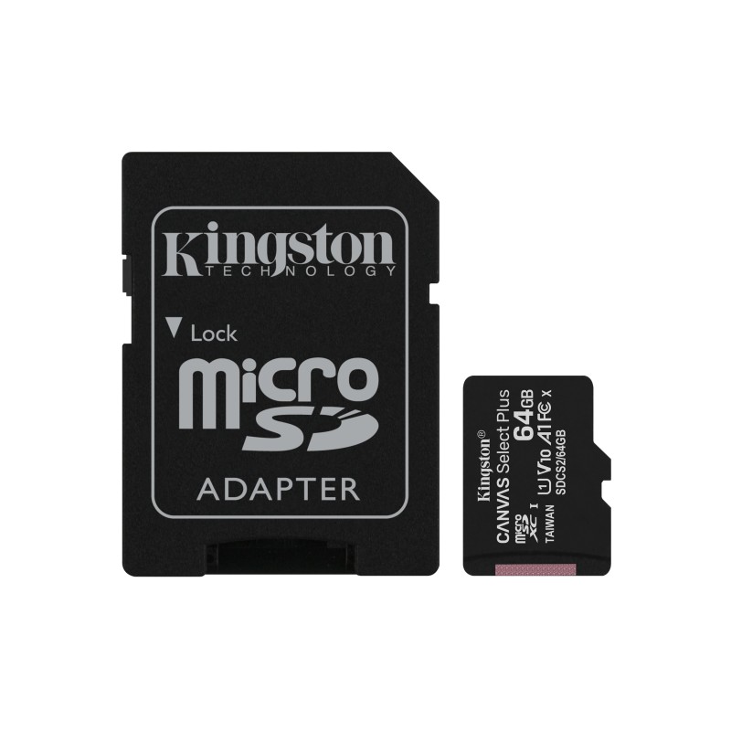 Image of Kingston Technology Scheda micSDXC Canvas Select Plus 100R A1 C10 da 64GB + adattatore