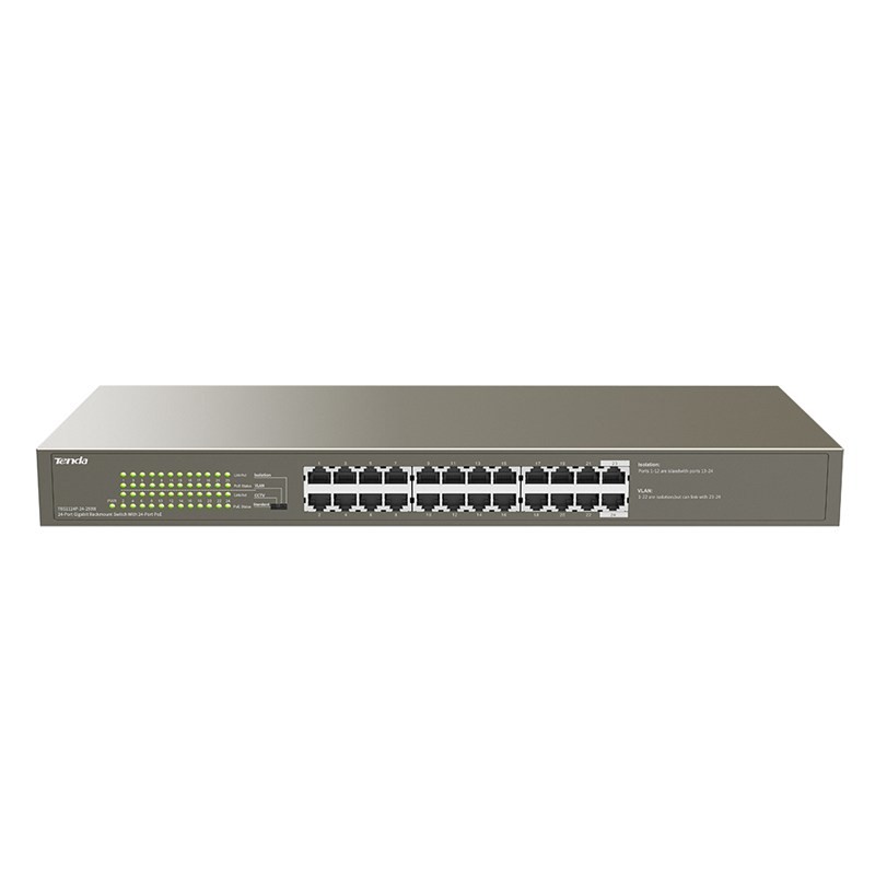 Tenda TEG1124P-24-250W switch di rete Non gestito Gigabit Ethernet (10/100/1000) Supporto Power over (PoE)