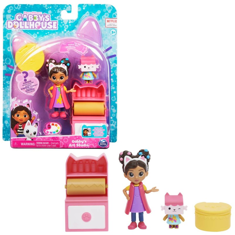 Image of Spin Master Gabby's Dollhouse , Mini set Studio d’arte, con Gabby e Baby Scatola, giochi per bambini dai 3 anni in su