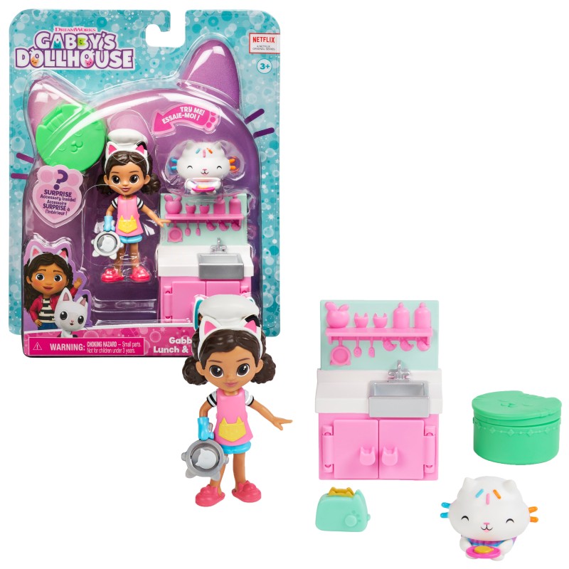Image of Spin Master Gabby's Dollhouse , set Lunch and Munch Kitchen con 2 personaggi giocattolo, accessori e mobile