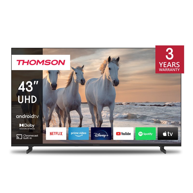 Image of TV THOMSON 43" FRAME LESS 43UA5S13W SMART-TV 4K ANDROID 11 DVB-T2/S2 UHD 3840x2160 WHITE CI+ SLOT 4xHDMI 2xUSB Vesa