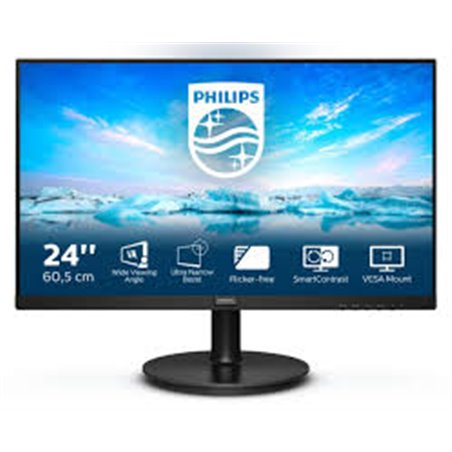 MONITOR PHILIPS LCD VA LED 23.8" Wide 241V8LA/00 4ms LowBlue MM FHD 3000:1 BLACK VGA HDMI Vesa  Fino:29/03