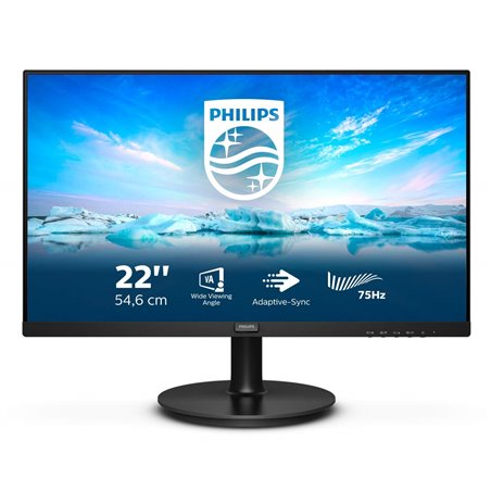 MONITOR PHILIPS LCD LED 21.5" Wide 222V8LA/00 4ms MM FHD 3000:1 BLACK VGA HDMI DP Vesa  Fino:29/03