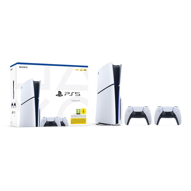 Image of Sony Bundle PlayStation 5 (model group - slim) + 2Â° DualSense - (SON PS5 1TB STD SLIM +2CONTROL IT BLKWHT)