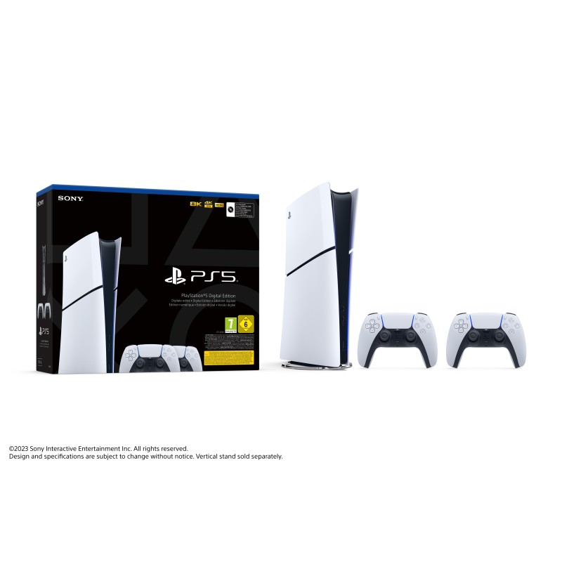 Image of SONY PS5 CONSOLE 825GB BIANCA DIGITAL + 2 CONTROLLER WHITE IT