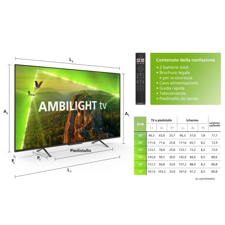 Philips LED 50PUS8118 Televisor 4K com Ambilight