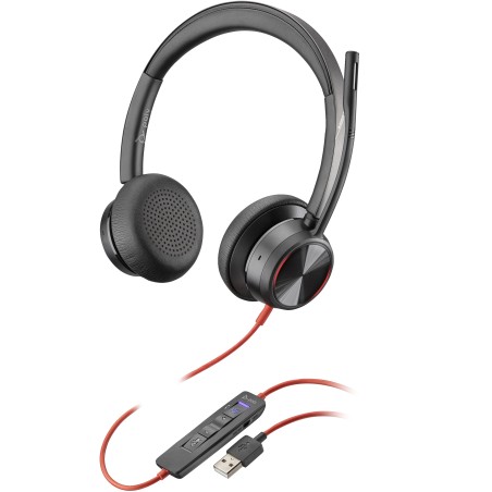 POLY Blackwire 8225 Microsoft Teams Certified USB-A Headset Auscultadores Com fios Fita de cabeça Escritório Call center USB