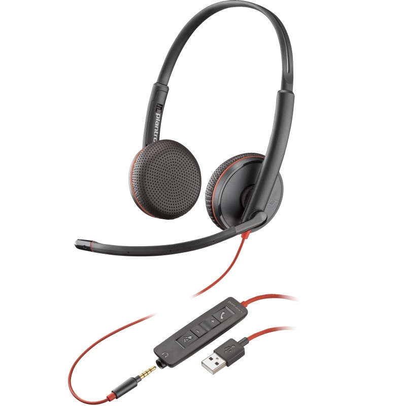 Image of POLY Cuffie stereo Blackwire 3225 con connettore USB-A