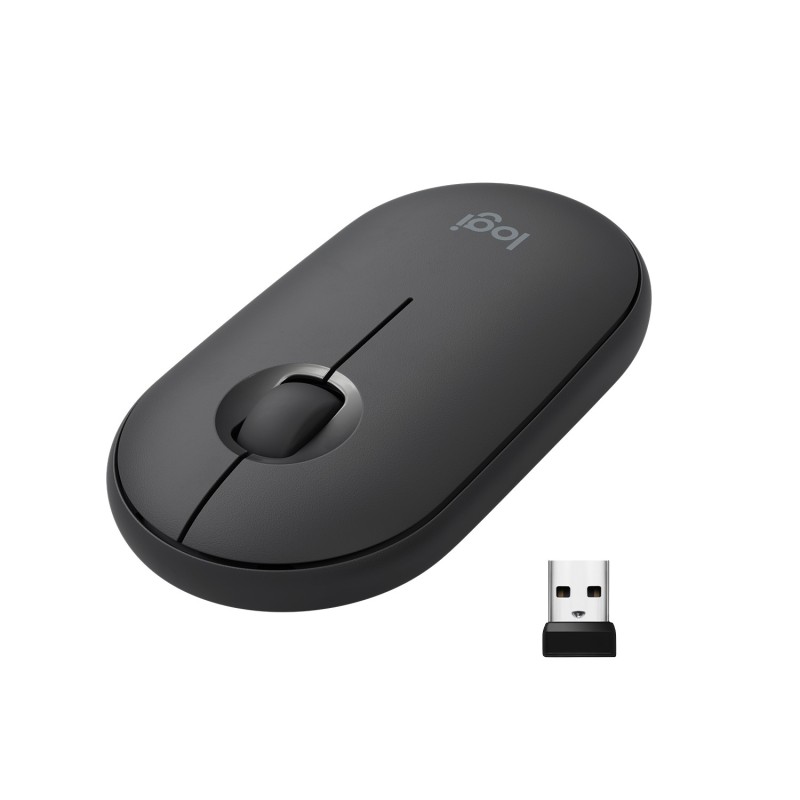 Image of Logitech Pebble, mouse wireless con Bluetooth o ricevitore da 2,4 GHz, mouse per computer con clic silenzioso per laptop,