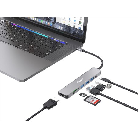 Equip 133494 replicatore di porte e docking station per laptop Cablato USB 3.2 Gen 1 (3.1 Gen 1) Type-C Argento